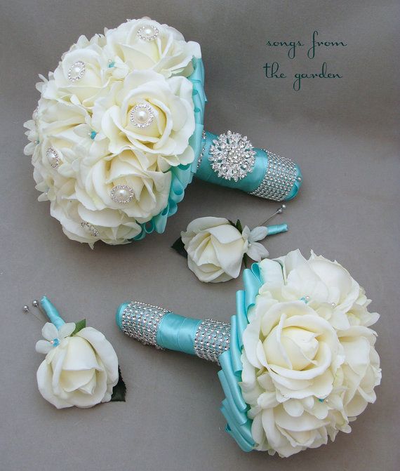 Hochzeit - Bridal Bouquet Stephanotis Roses Tiffany By SongsFromTheGarden