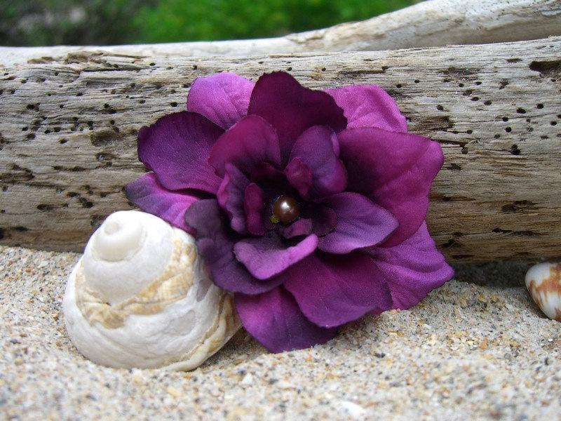 Mariage - Floral Flower Hair Accessory-Shabby Chic Plum Purple Flower Hair Clip-Flower Hair, Floral Hair, Weddings, Gift Ideas, Unique Trends