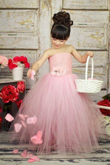 Свадьба - Pink Flower Girl Wedding Tutu Dress