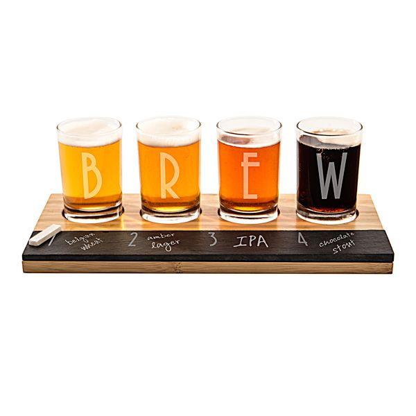 Mariage - Personalized Bamboo & Slate Craft Beer Tasting Flight