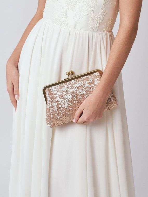 Wedding - Rose Gold Sequin Clutch 