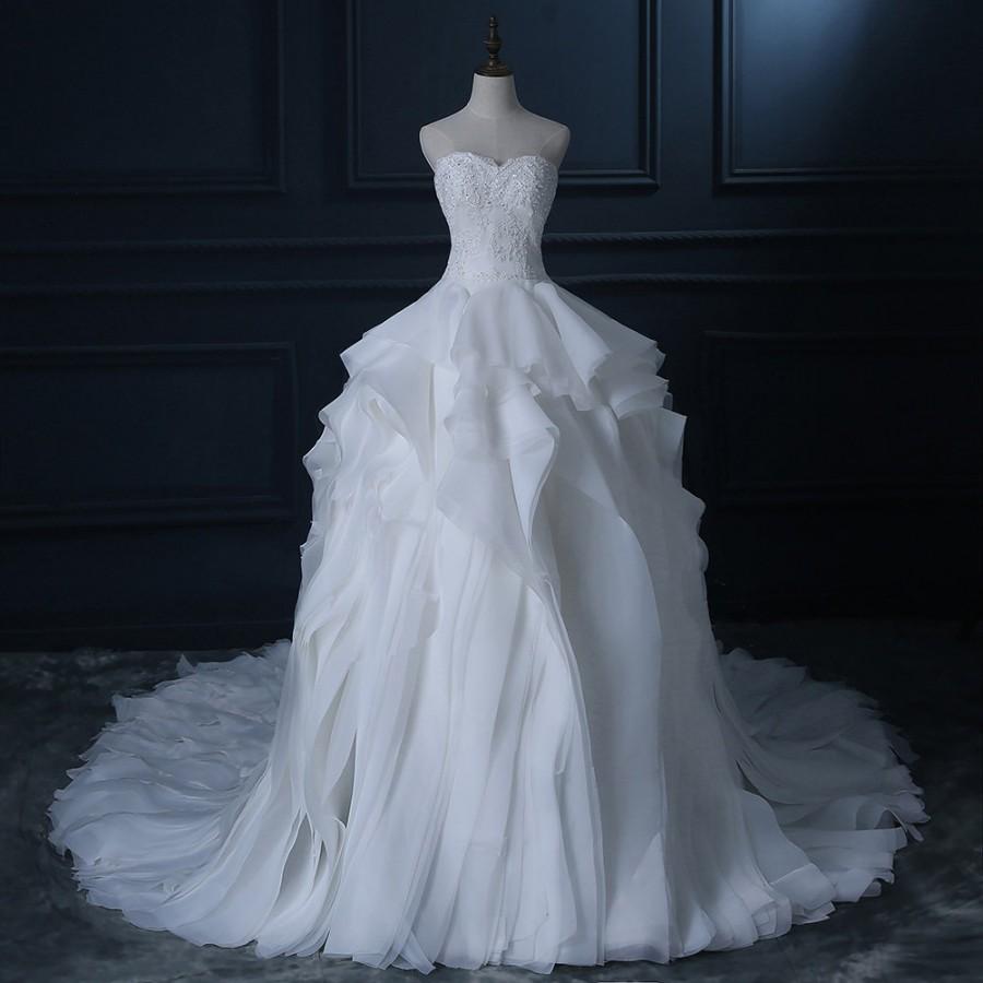 زفاف - M7006 sexy backless lace up ball gown sweetheart sleeveless lace beaded wedding dresses