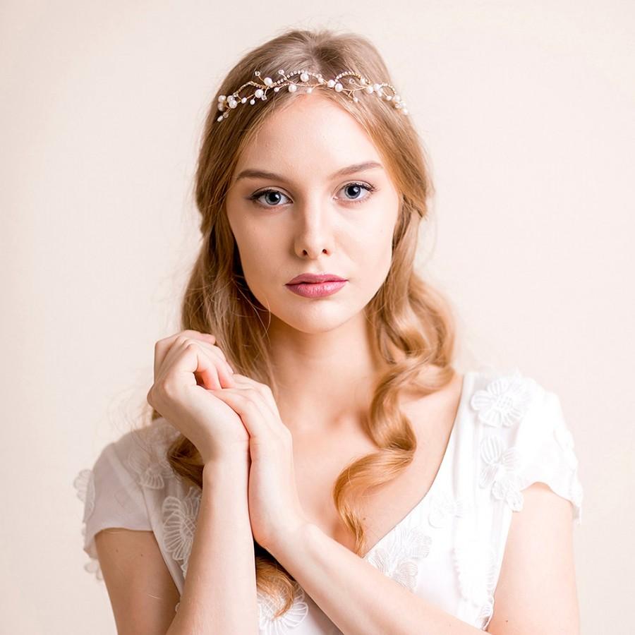 زفاف - Wedding Tiara of Pearl and Rhinestone - Bridal Tiara Freshwater Pearl - Bridal Crown - Bridal Hair Accessories - Gold or Silver