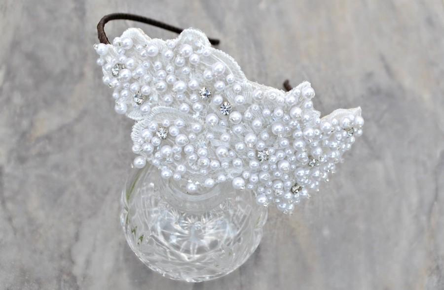 Свадьба - Wedding tiara headband bridal pearl pearls bride