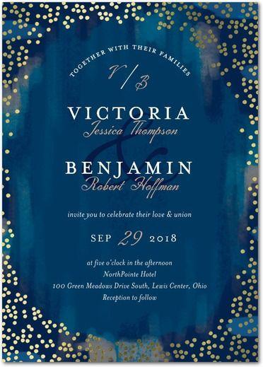 Mariage - Spectacular Specks - Signature Foil Wedding Invitations In Baltic Or Chambord 