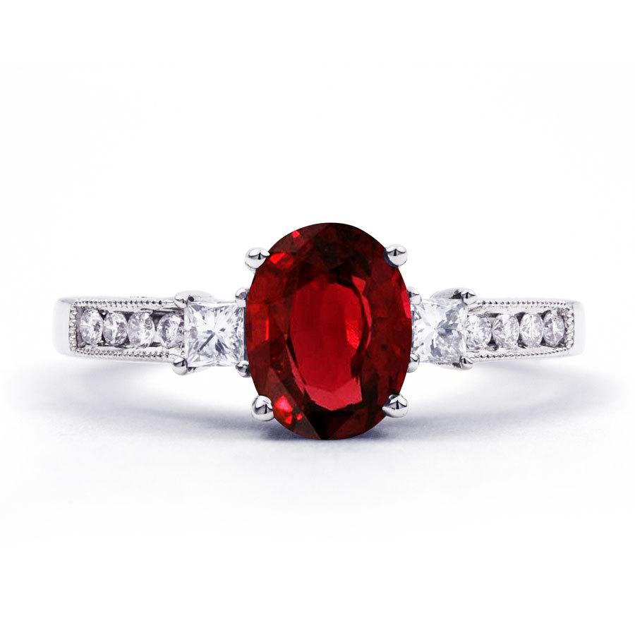 Mariage - Arya Ruby Engagement Ring with 0.2ct Diamond In 18ct White Gold