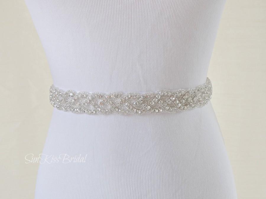 Свадьба - BRIANNA Braided Rhinestone Bridal Sash,Beaded Crystal Sash,Bridesmaids,Wedding Gown Belt