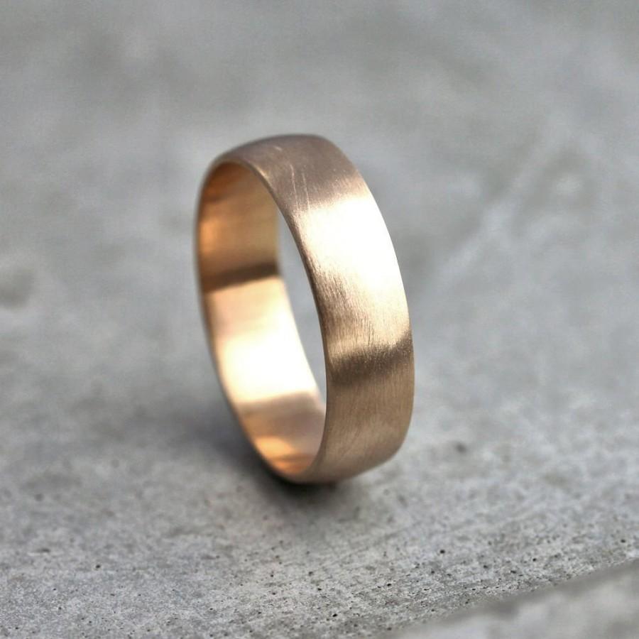 Mariage - Wide Men's Gold Wedding Band, Recycled 14k Yellow Gold 6mm Brushed Low Dome Man's Gold Wedding Ring - Made in Your Size