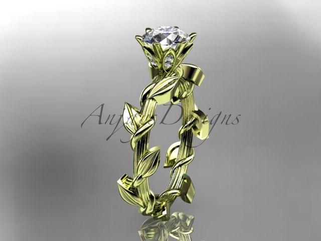 زفاف - Unique 14kt  yellow gold diamond floral wedding ring,engagement ring ADLR248