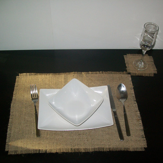 زفاف - Rustic Weddng Table setting with coaster, Rustic Burlap Table Placement, Wedding Placement with coaster, Burlap Table setting, Set of 100
