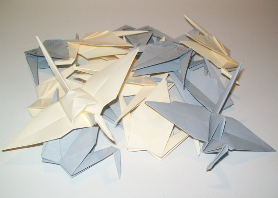 Свадьба - Origami crane, wedding crane, wedding decor origami crane, gray crane, cream crane, origami crane, decoration crane, Set of 1000 crane