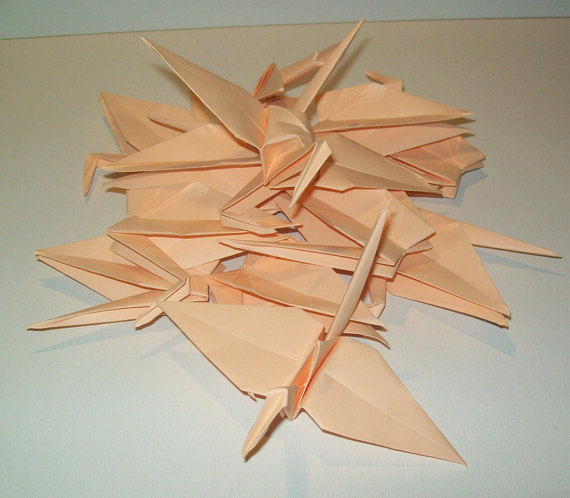 Hochzeit - Wedding origami crane decor, Set of 1000 peach origami crane for wedding, wedding decor crane, origami crane, origami peach crane, wedding