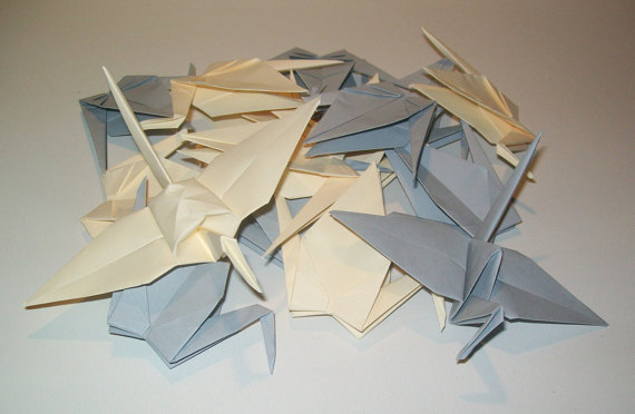 زفاف - Origami crane, wedding crane, Set of 100 wedding decor origami crane, gray crane, cream crane, origami crane, decoration crane, fedex
