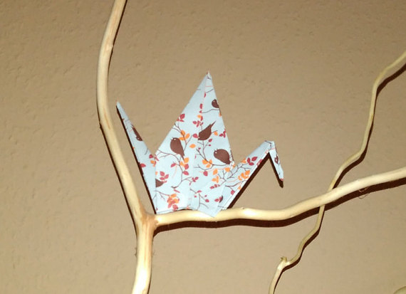 Hochzeit - Origami spring crane, origami cranes, spring wedding, wedding crane, crane decoration, wedding decoration, paper goods, printed crane