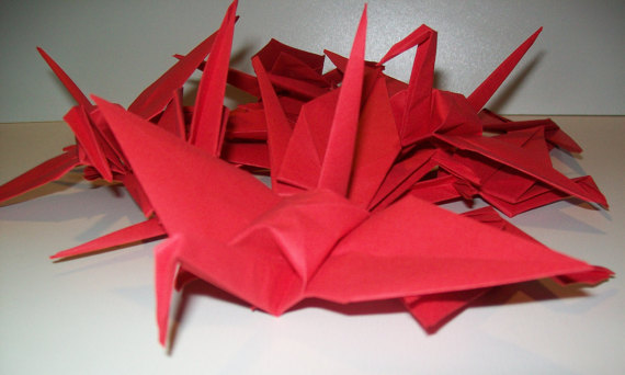 Hochzeit - Wedding origami crane ,Set of 1000 red origami crane for wedding, wedding decor crane, origami crane, origami red crane, wedding crane
