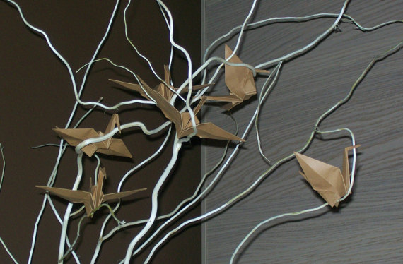 Свадьба - Origami Paper Wedding Brown Crane, Set of 100 Brown Wedding Crane, Origami Crane, Handmade Crane, Wedding Decoration Origami Crane, Origami