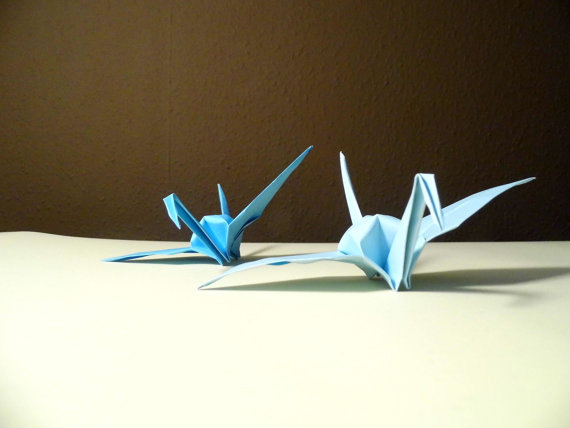 Свадьба - Origami Paper Wedding Crane blue tone, Wedding Crane, Origami Crane, Blue Crane, Wedding Decoration Crane, Origami wedding, Set of 1000