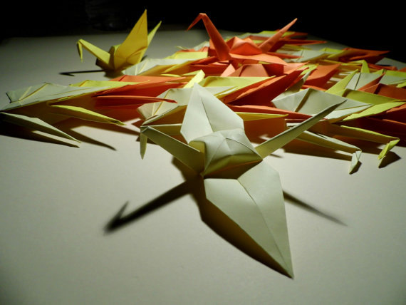 Hochzeit - Origami Paper Wedding Crane 3 shade yellow, Wedding Crane,Origami Crane, Yellow Crane,Wedding Decoration Crane,Origami wedding, Set of 1000