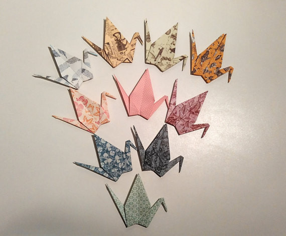 Свадьба - Printed origami cranes, wedding crane, origami decoration, origami crane, set of 100 origami crane, wedding decor, origami crane decor