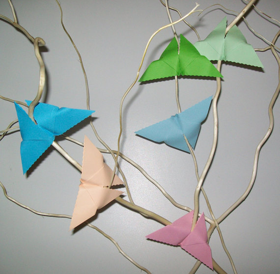 زفاف - Origami Paper Butterfly with wavy wings, set of 100 butterfly for wedding, wedding decoration butterfly