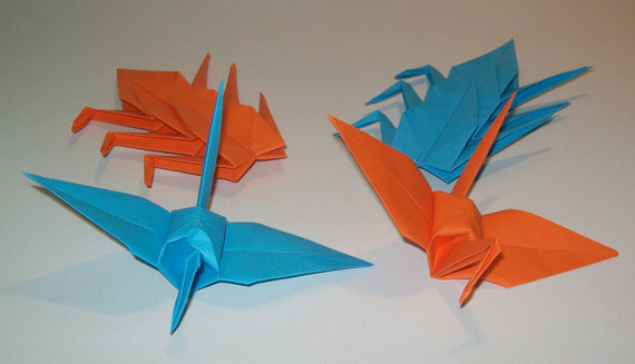Hochzeit - Origami Crane, wedding crane, Set of 1000 wedding decor origami crane, blue crane, orange crane, origami crane, decoration crane