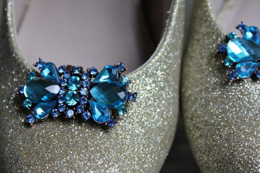 Свадьба - Brilliant Blue, I love you, shoe clips, a something blue for your big day