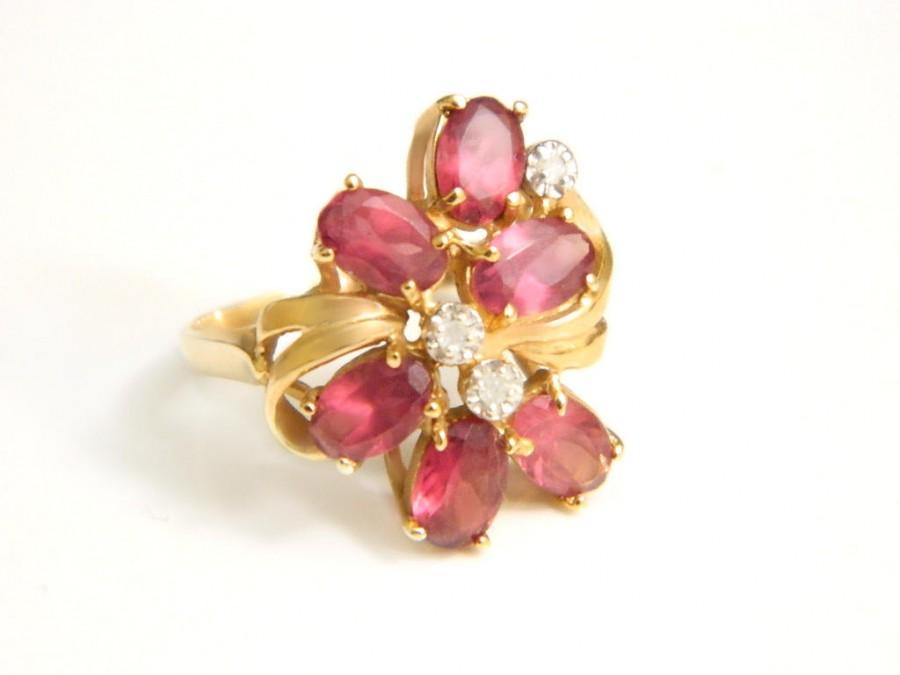 Mariage - Pink Tourmaline Diamond Ring Karat Plumb 14 K Pure Gold Engagement Ring Pink Gemstone Size 5/6 Wedding Engagement Jewelry