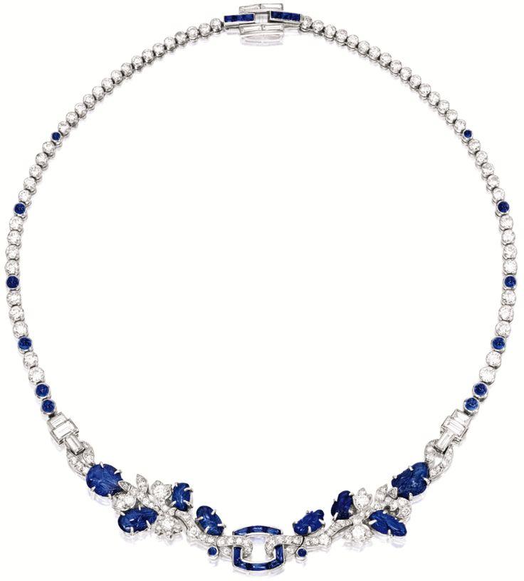 زفاف - Art Deco Sapphire And Diamond Necklace, Cartier.