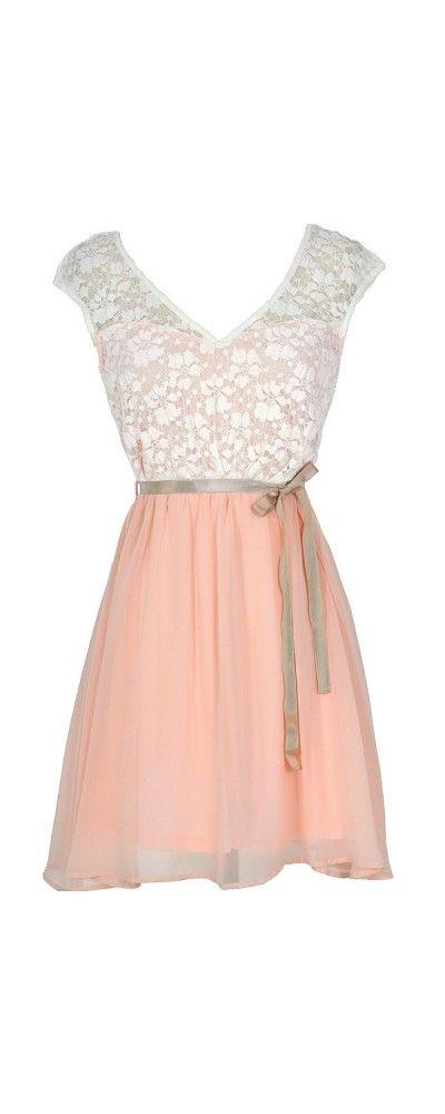 Hochzeit - Lily Boutique Sonoma Sunset Lace Dress In Cream/Pink Lily Boutique