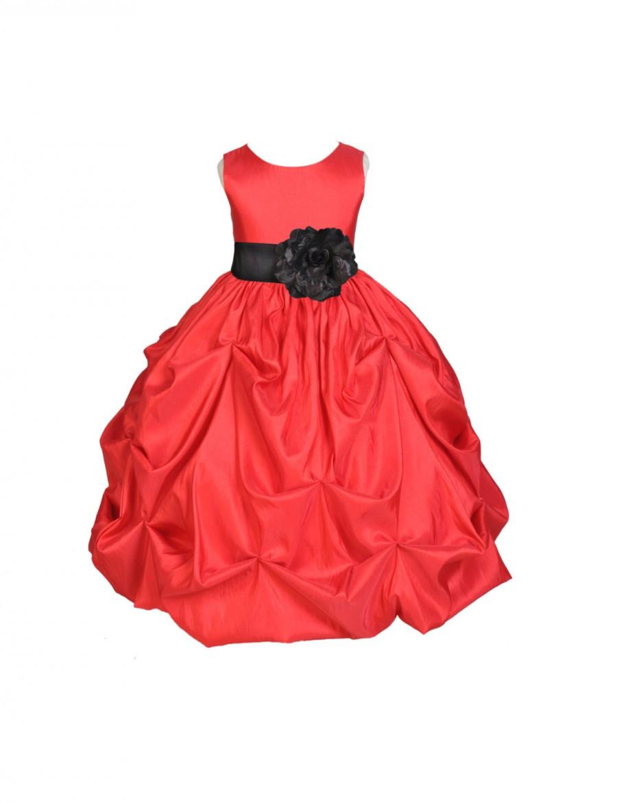 زفاف - Red / choice of color sash Taffeta Flower Girl Dress pageant wedding bridal children bridesmaid toddler 6-9m 12-18m 2 4 6 8 10 