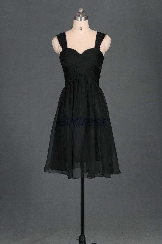 زفاف - 2016 Short black chiffon sweetheart bridesmaid dress,cheap bridesmaid gowns under 100,simple prom dresses with straps.