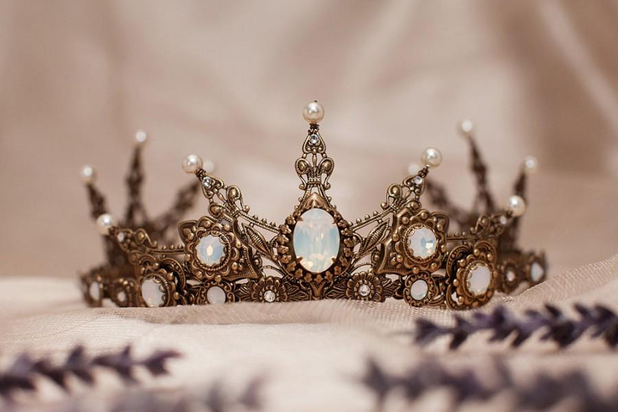 Mariage - Medieval Bridal Tiara, Renaissance Tiara, Medieval Wedding, Ren Faire, Gold Bridal Headpiece, Crown, Handfasting, Silver, Garb, Avalon Tiara