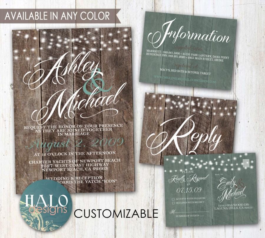 Mariage - Rustic Wedding Invitations - Plank Wood, Save The Date, Invitation Kit, Thank You Card, Postcard, Printable