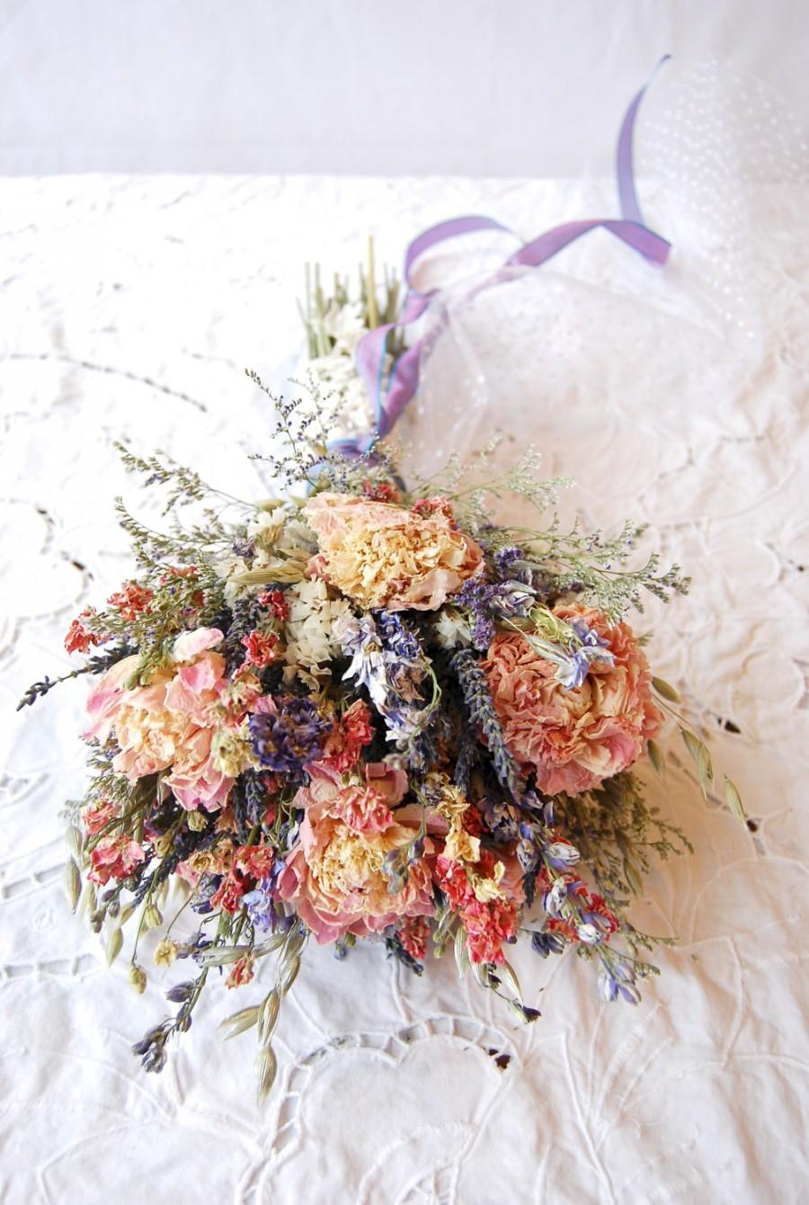 Wedding - Available Late July Montana Romance and Lace Brides Wedding Bouquet   Lavender and Blush Peonies, Blue & Pink Larkspur Paula Jeans Garden