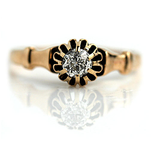 زفاف - Antique Engagement Ring  Old Mine Cut Victorian Ring 14K Rose Gold Antique Wedding Ring Vintage Promise Ring Size 8!