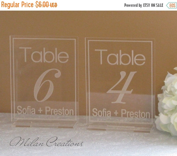 Mariage - ON SALE Acrylic Engraved Table Numbers for Wedding Reception 1-99