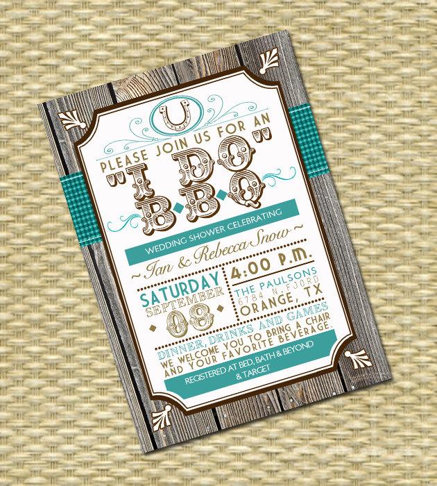 Wedding - Rustic Country I Do BBQ Bridal Shower Invitation, Couples Shower Invitation, BBQ Invitation, Western Birthday Party Typography Poster