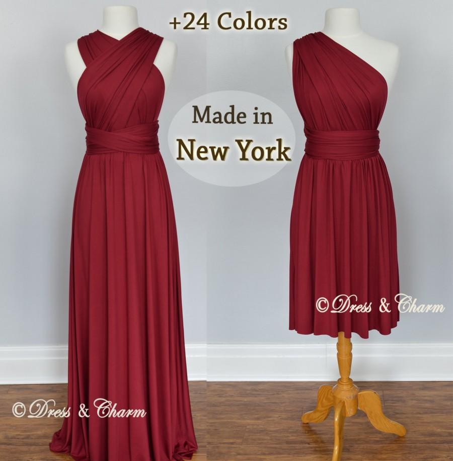 Mariage - Burgundy Bridesmaid Dresses, gown convertible dress, infinity dress, maternity dress, bridesmaid gown, party dress, Wedding Dress, formal dr