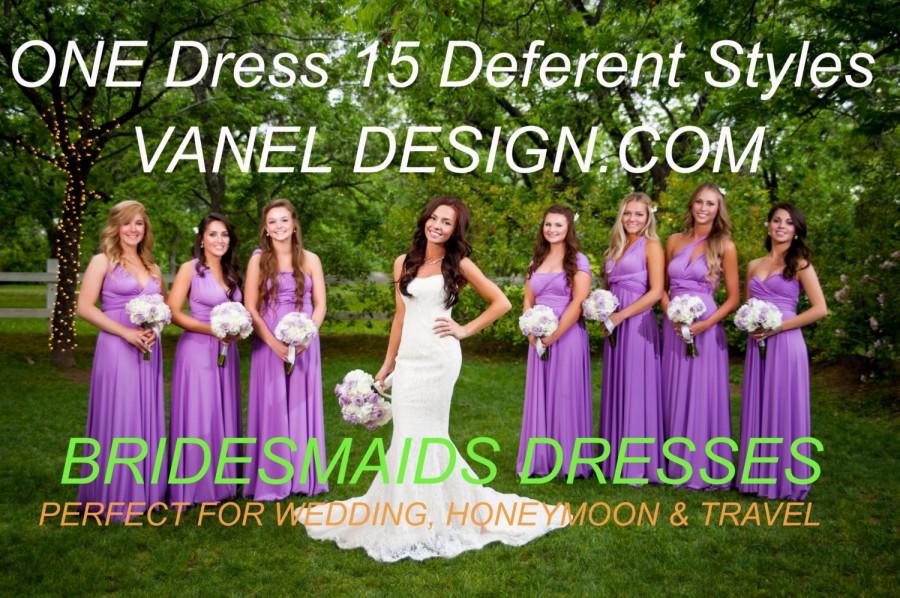Hochzeit - Purple Bridesmaid Dress, One Dress Endless Styles - INFINITY Bridesmaids Dress  CUSTOM Designed CONVERTIBLE Bridesmaids Dress