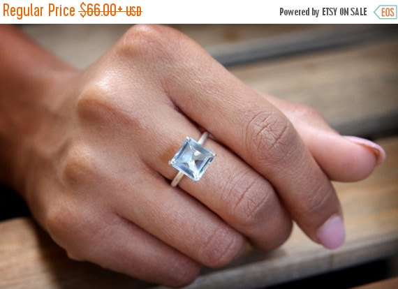 Hochzeit - Mothers Day Sale - blue topaz ring,silver ring,silver stacking ring,stack gemstone ring,wedding ring,birthstone ring
