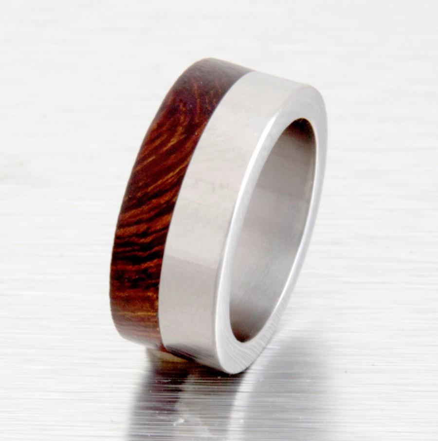 زفاف - Titanium Ring man ring  Wood ring Wedding Band with Titanium Ring man ring