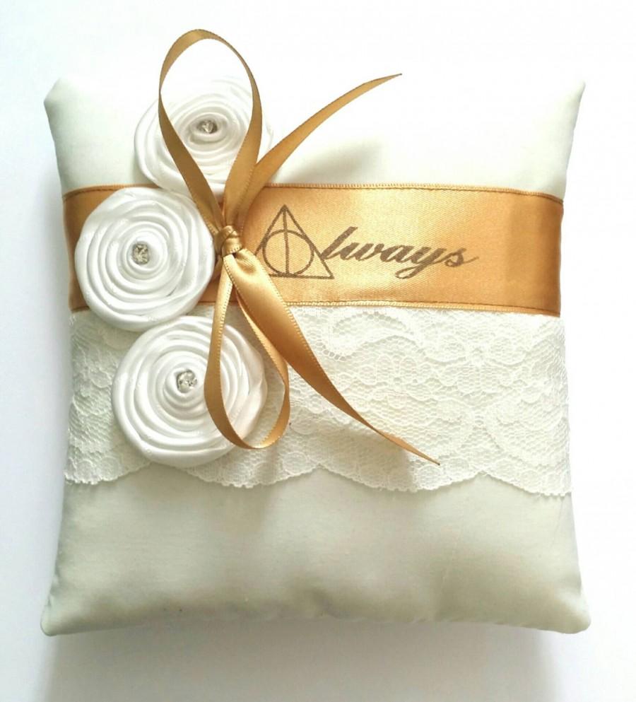 زفاف - Harry Potter Always/Deathly Hallows Themed Wedding Ring Pillow-(6x6 inch pillow)