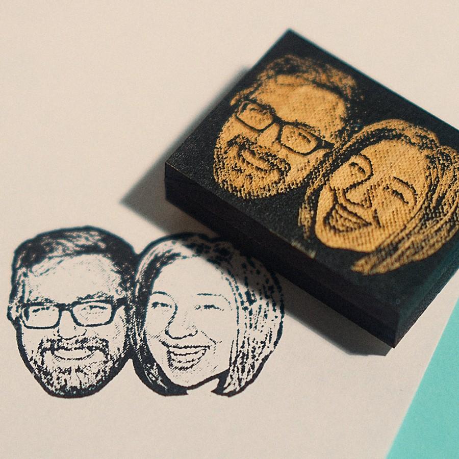 Wedding - Personalized couple portrait rubber stamp- Custom couple portrait stamp - wedding stamp, Custom Face Stamp- Free Shipping in Canada!