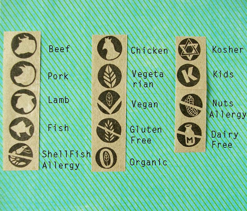 Mariage - Meal Option rubber stamps - Wedding Menu choice - Food Icon Options - Wedding RSVP - Party Food Icons