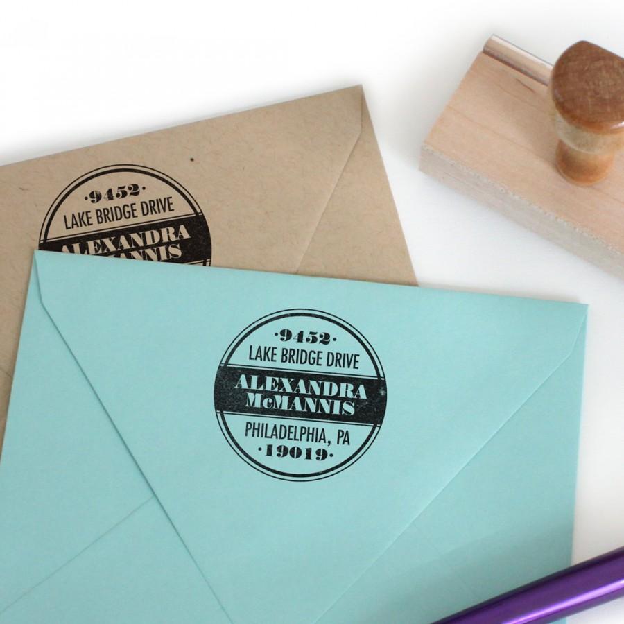 Mariage - Custom return address stamp PAINT CAN DESIGN with wood handle