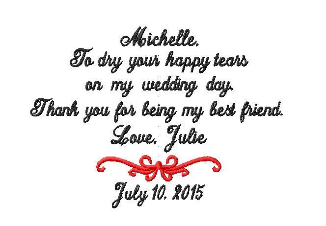 Hochzeit - Maid of Honor - Matron of Honor - Thank you for being my best FRIEND - To dry your HAPPY tears -Wedding -   Bridal Hanky - Hankie Mr and Mrs