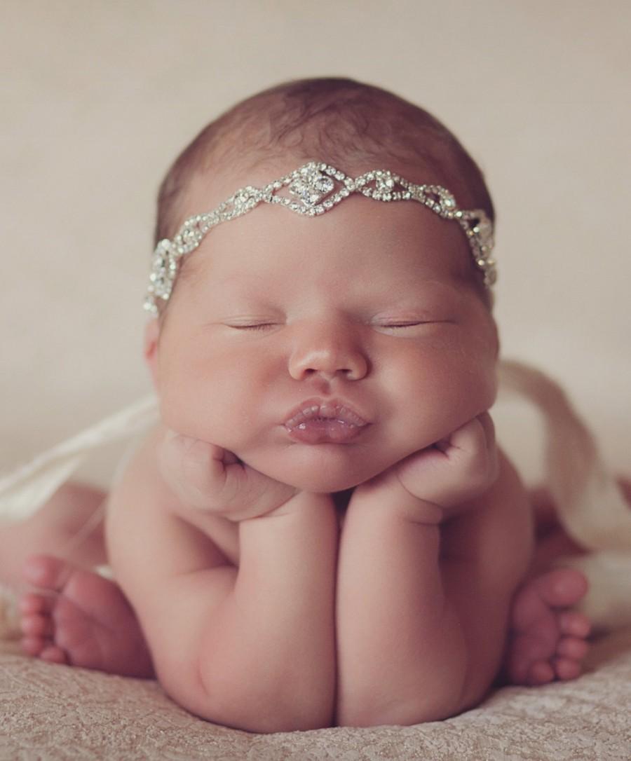 Свадьба - Flash SALE The "Princess Jewels" Gorgeous Crystal Stone Headband Head Piece Newborn Photo Prop Photoshoots Newborn Headband