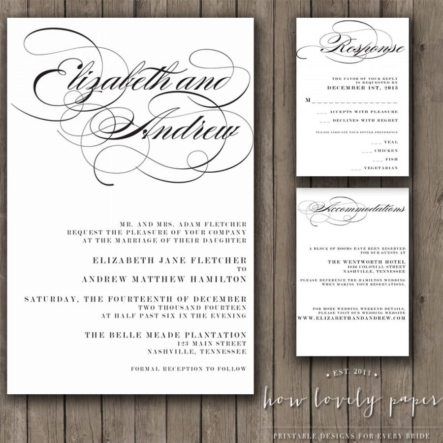 Hochzeit - Printable Wedding Invitation Suite - the Olivia Collection