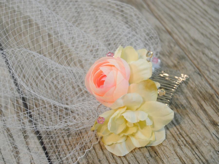 زفاف - Rose Birdcage Veil - Flower Veil - Rose Blusher Veil - Short Wedding Veil - Crystal Birdcage Veil - Birdcage Headpiece - Ava Marie