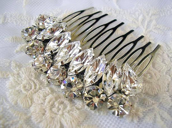 Mariage - Wedding hair comb accessories Bridal hair comb  royal vintage style sparkle Rhinestones swarovski,